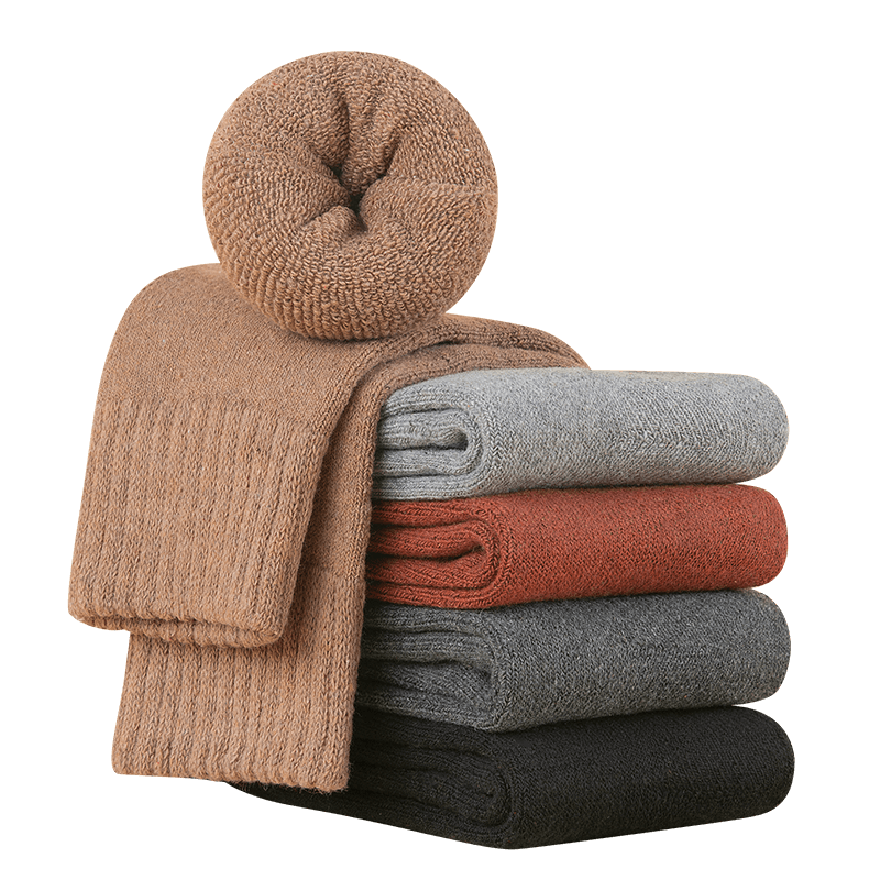 再降价：恒源祥 羊毛袜子 女 5双装羊毛袜秋冬加厚防寒保暖中筒袜女式纯色