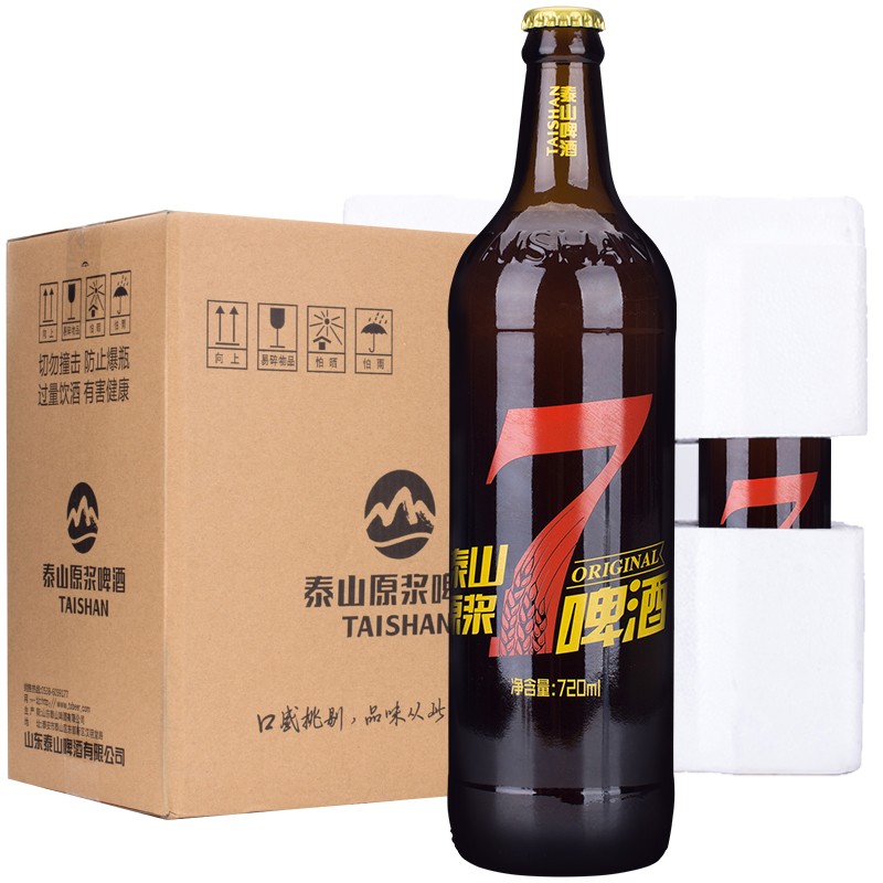 TAISHAN 泰山啤酒 plus：泰山原浆啤酒 7天新鲜10°p全麦芽精酿啤酒 720mL 6瓶 整