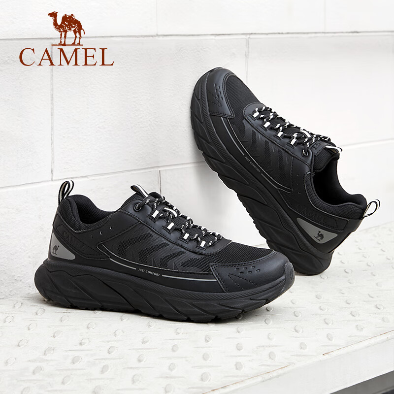 CAMEL 骆驼 男鞋 户外登山防滑减震运动跑鞋 软底网面透气鞋 G14S090610 黑色 452
