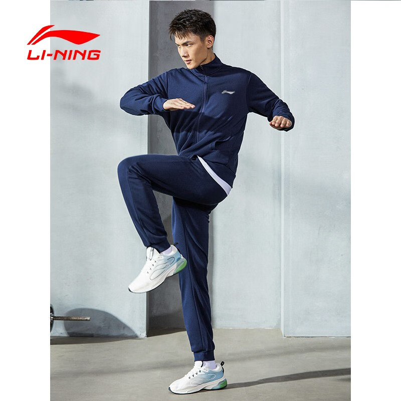 LI-NING 李宁 运动套装男春秋季外套运动裤休闲两件套秋装卫衣跑步健身运动