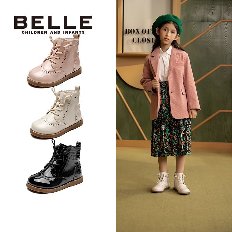 BeLLE 百丽 女童马丁靴防滑加绒保暖洋气公主靴 128元