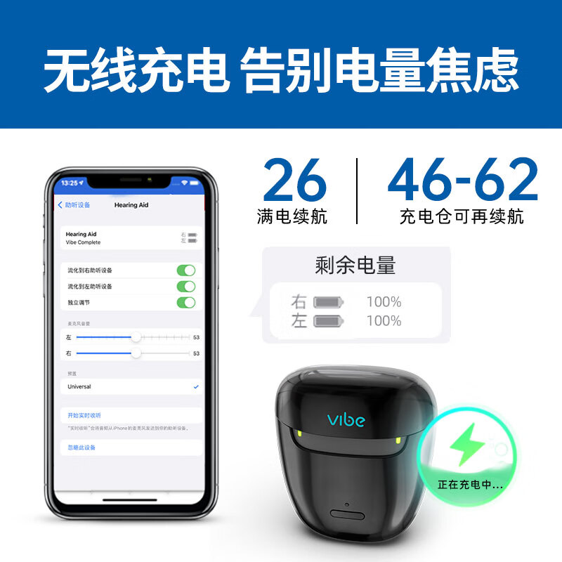 西门子 SIEMENS 西万拓源自西门子耳背式充电助听器96双耳对传通道Vibe Complete 