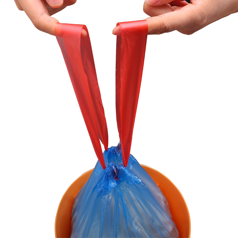 e洁 自动收口垃圾袋加厚手提抽绳免撕45*50cm*6卷垃圾清洁纸篓塑料袋 10.93元