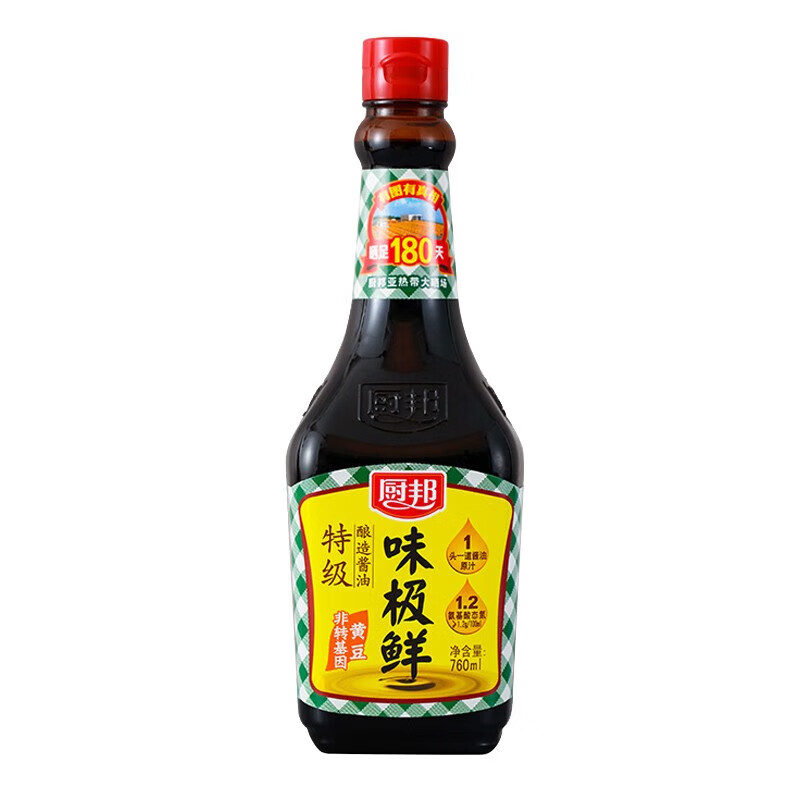 厨邦 味极鲜特级酿造酱油760ml 7.44元（需买4件，需用券）