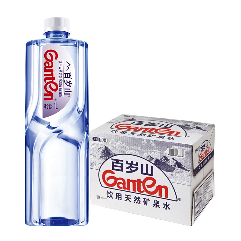 Ganten 百岁山 饮用天然矿泉水1L*15瓶 整箱装 35.54元（需买4件，需用券）