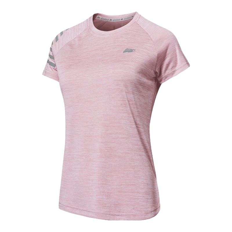 plus会员：乔丹 QIAODAN 短袖女t恤 透气速干跑步运动圆领T恤上衣 淡紫粉（款A） 48.61元