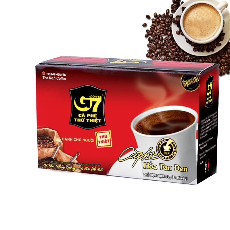 G7 COFFEE 越南进口 G7 COFFEE中原G7美式萃取速溶纯黑咖啡 30g（2g*15包） 2.9元（