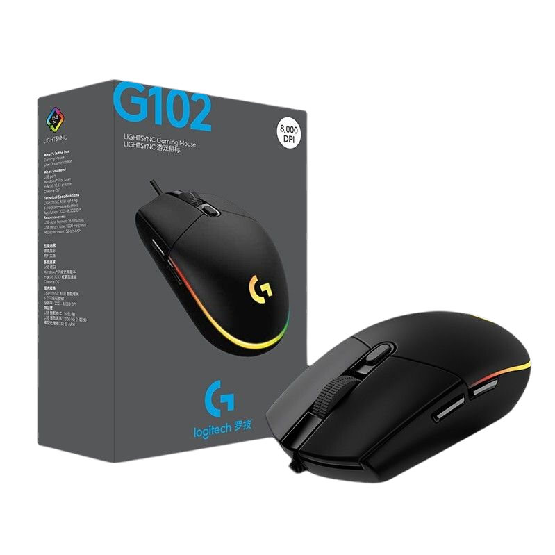 logitech 罗技 G102 二代 有线鼠标 8000DPI RGB 黑色 98.51元