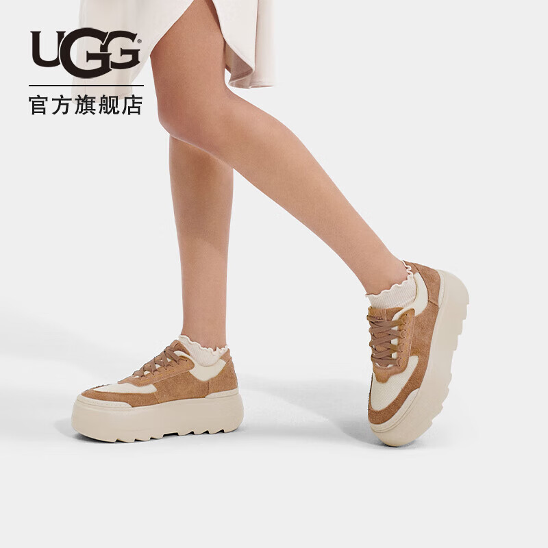 UGG 秋冬女士圆头松糕厚底系带款休闲鞋 1130788 CHE|栗色 38 959元