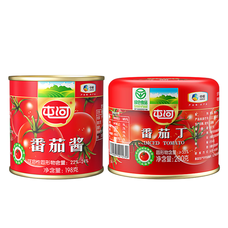 plus会员、需首购：屯河中粮 新疆内蒙番茄酱 番茄酱198g+番茄丁200g 5.36元包