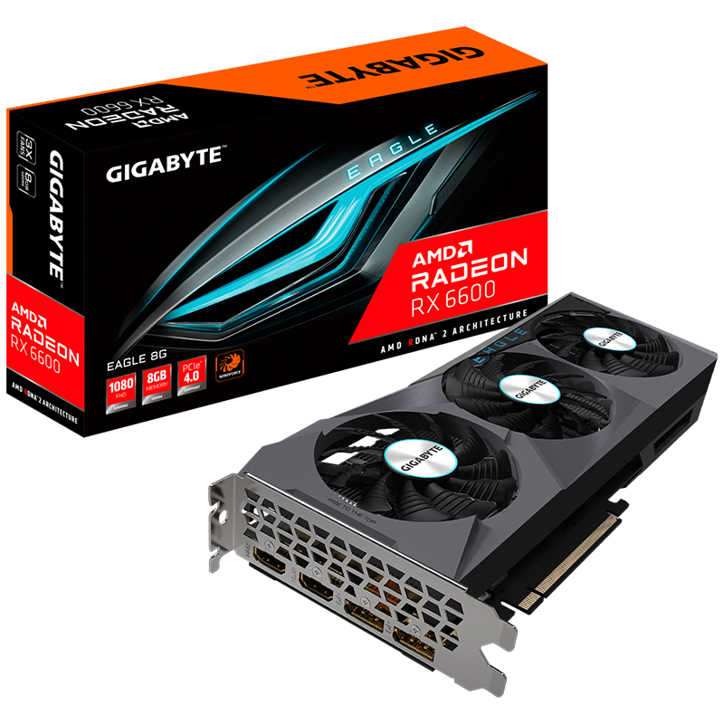 GIGABYTE 技嘉 RX6600 8G猎鹰全新电竞游戏台式电脑主机独立显卡AMD显卡 1449元