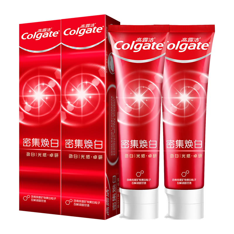 Colgate 高露洁 密集焕白美白牙膏去牙渍亮白牙齿含氟清新口气清爽薄荷味120g