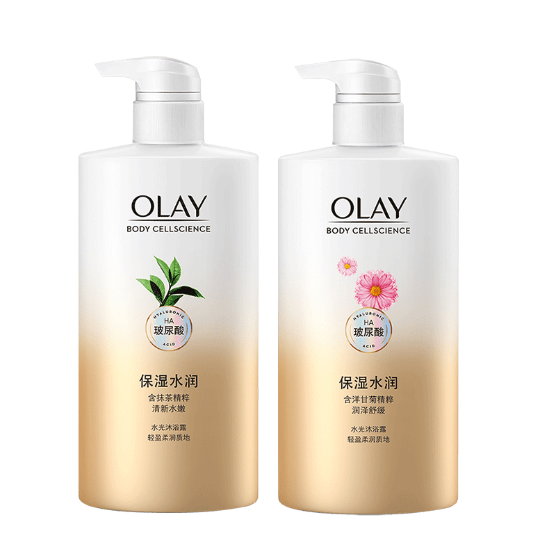 plus会员、需首购：OLAY 玉兰油 水润光泽沐浴露 抹茶730ml+洋甘菊730ml 滋润 54.9