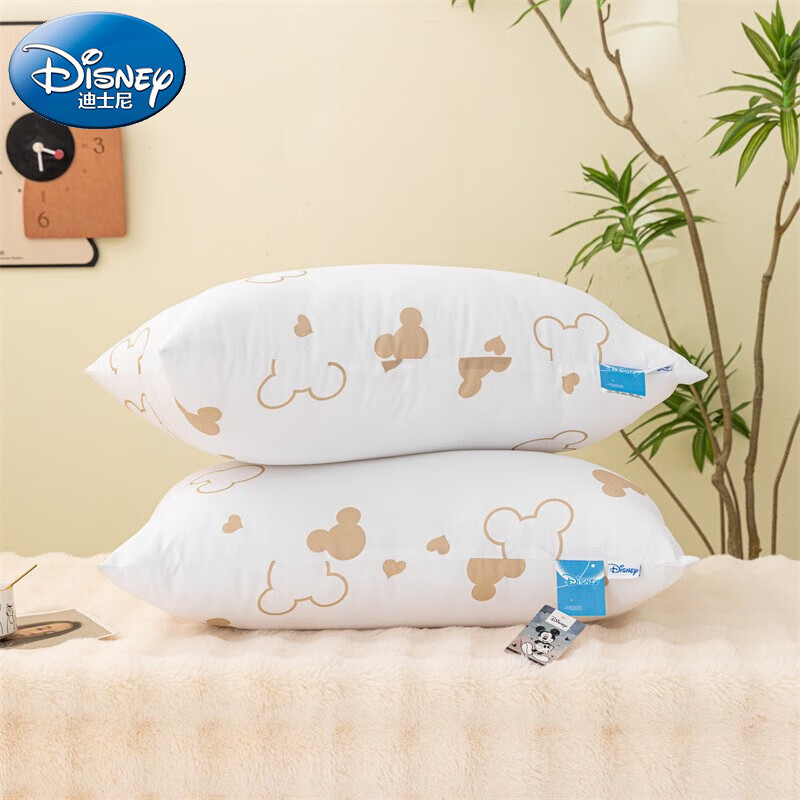 Disney 迪士尼 饱满羽丝绒卡通枕芯枕套一对装 48*74cm 39.9元（需用券）