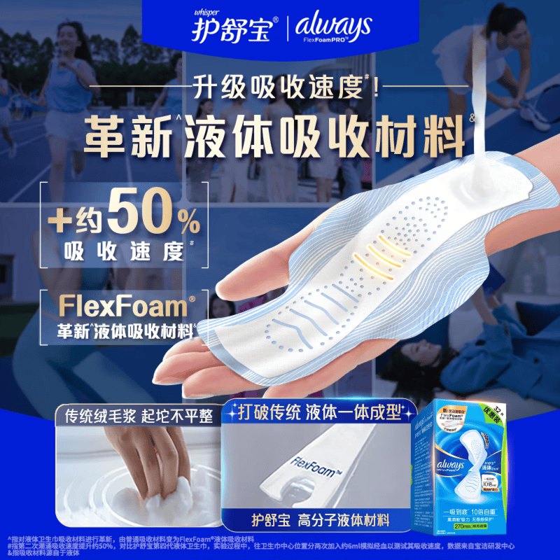 护舒宝 未来感·极护液体敏感肌系列 卫生巾量多日用270mm 32片 53.22元 - 清风线报
