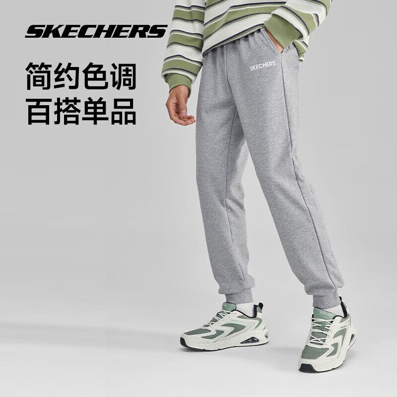 SKECHERS 斯凯奇 秋冬百搭运动裤男子简约l针织束脚休闲长裤子 87.31元（需买2