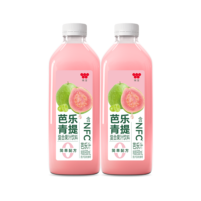 味全 芭乐青提稀释果汁饮料 NFC芭乐汁 900ml*2瓶 清爽解腻送礼聚会年货 60.6元