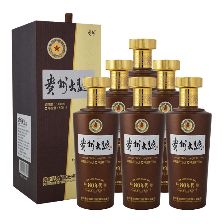 移动端、京东百亿补贴：MOUTAI 茅台 贵州大曲 80年代 53%vol 酱香型白酒 500ml*6