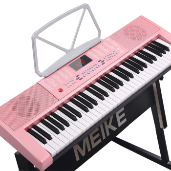 MEIRKERGR 美科 MK-288粉色基础版+琴架 61键多功能教学电子琴儿童初学乐器 连接