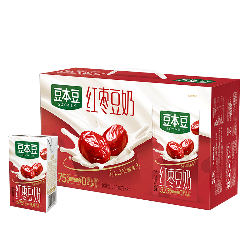 plus会员：豆本豆 唯甄红枣豆奶 250ml*24盒/箱*3件 73.65元（需领券、概率券，