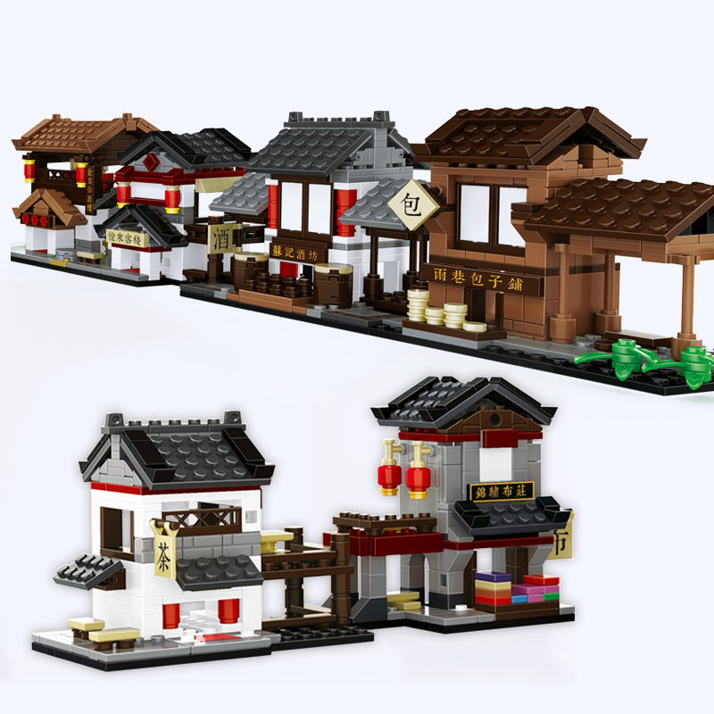 WANGE 万格 积木 中华城市建筑迷你街景系列 小颗粒积木拼图 拼装男孩玩具模