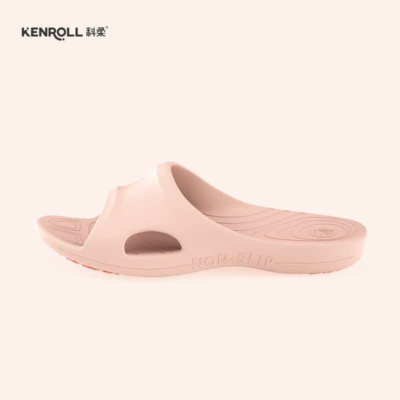 移动端：防滑速干厚底拖鞋 居家室内浴室老人 男女款 35码 淡红色（透气款