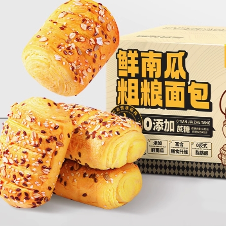 三只松鼠 鲜南瓜粗粮面包 1000g 盒装 15.9元