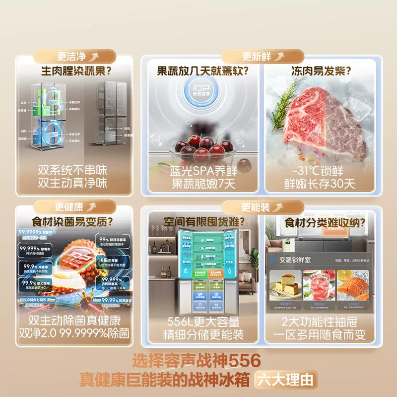 容声 战神系列 BCD-556Q30CQLBJ 风冷十字门冰箱 556L 星辰灰 2549元 - 线报酷