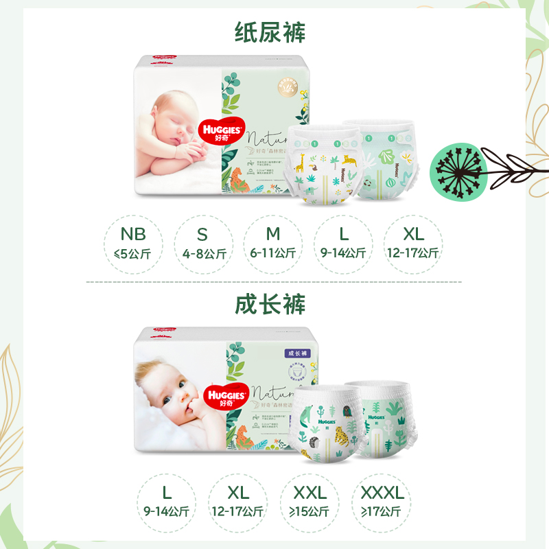 HUGGIES 好奇 森林密语纸尿裤NB60片新生儿小号婴儿尿不湿 73元