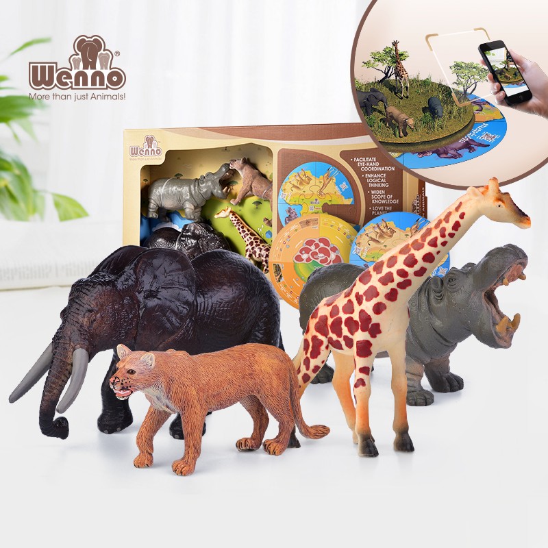 Wenno 维亮玩具仿真动物模型恐龙北极熊儿童生日礼物 AR游戏套装 大象、河马