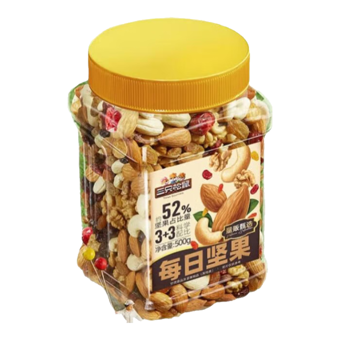 plus会员：三只松鼠每日坚果500g/罐 干果核桃腰果休闲零食 23.25元