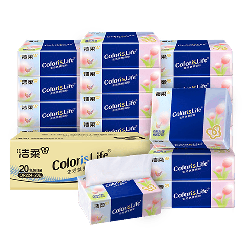洁柔 缤纷系列抽纸餐巾纸 3层 100抽×20包 17.7元 二十包，折0.89元/包！