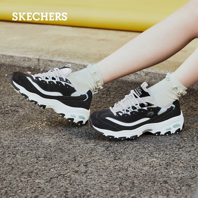 SKECHERS 斯凯奇 女鞋经典熊猫鞋女百搭厚底增高休闲鞋 217.01元（需用券）