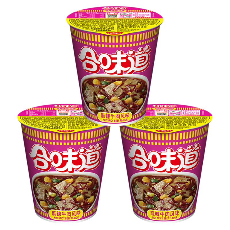 NISSIN 日清食品 日清 合味道麻辣牛肉风味泡面方便面 75g×3杯 ￥12.92