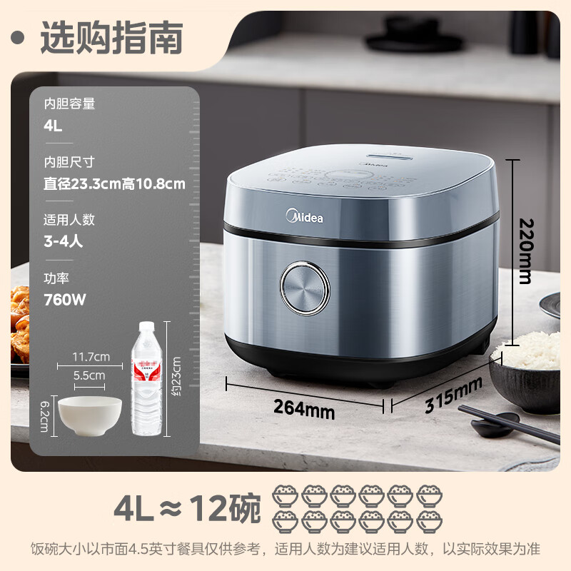 Midea 美的 电饭煲电饭锅MB-RE473 4L 159.9元（需用券）