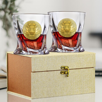 Glass 高斯 捷克进口水晶玻璃威士忌酒杯龙年龙神真金礼盒包装乔迁礼物 两