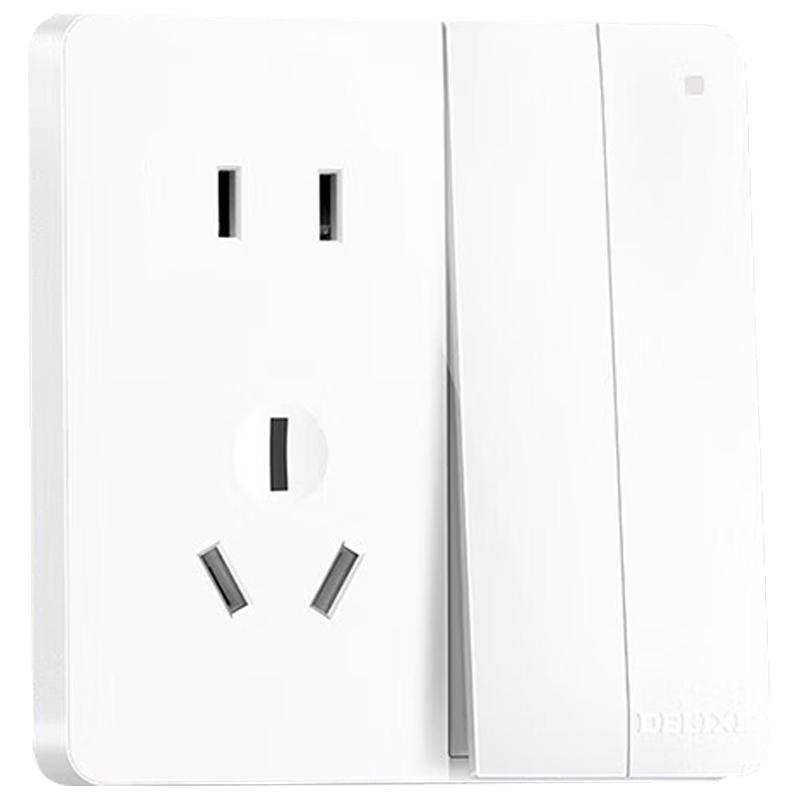 德力西 CD821系列二开双控五孔插座 白色 24.29元