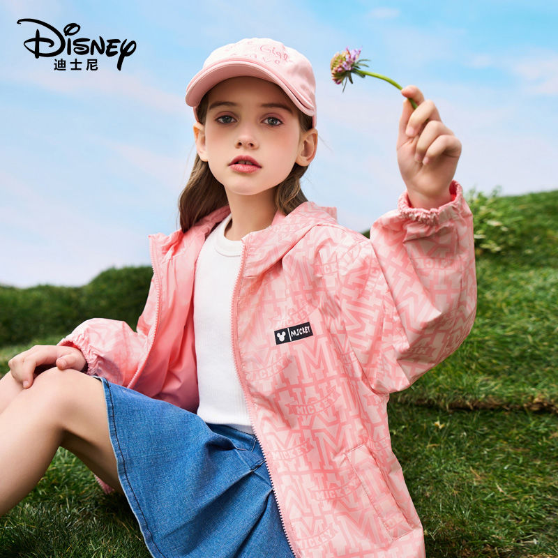 Disney 迪士尼 儿童外套春秋季正品男童女童新款防风双层双面穿连帽冲锋衣 8