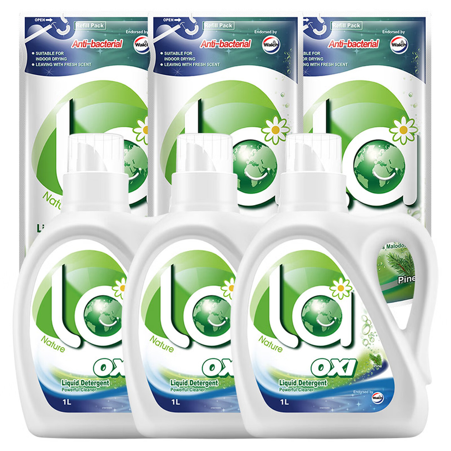 威露士 la有氧洗松木香型9斤（1L*3瓶+500ml*3袋） 54.9元