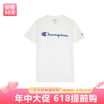 Champion 草写logo圆领短袖T恤T8533G-Y07718-045 白色 XL码 ￥89