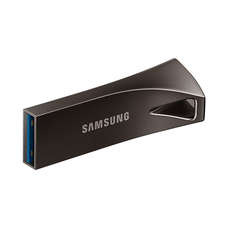 PLUS会员：SAMSUNG 三星 128GB USB3.1 U盘 BAR升级版 深空灰 金属优盘 读速400MB/s Gen 