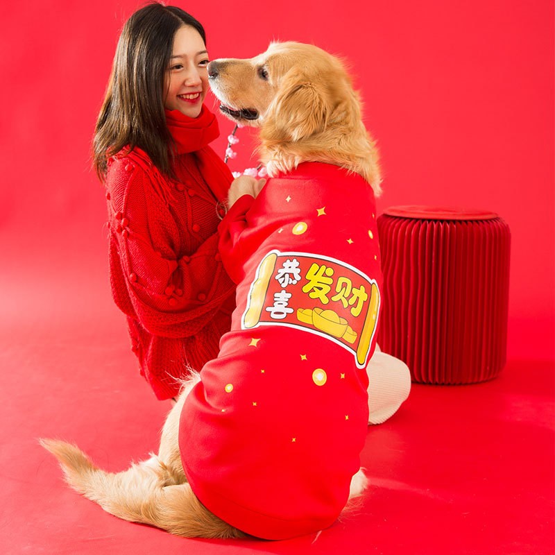 神经猫 大型犬狗衣服金毛冬季保暖拉布拉多柴犬萨摩耶中型大型犬新年卫衣