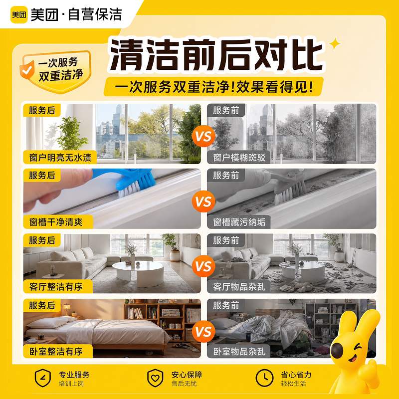 轻喜到家 美团自营保洁擦窗保洁2/3小时上门服务除尘除污渍家政阿姨上门 74元 - 清风线报