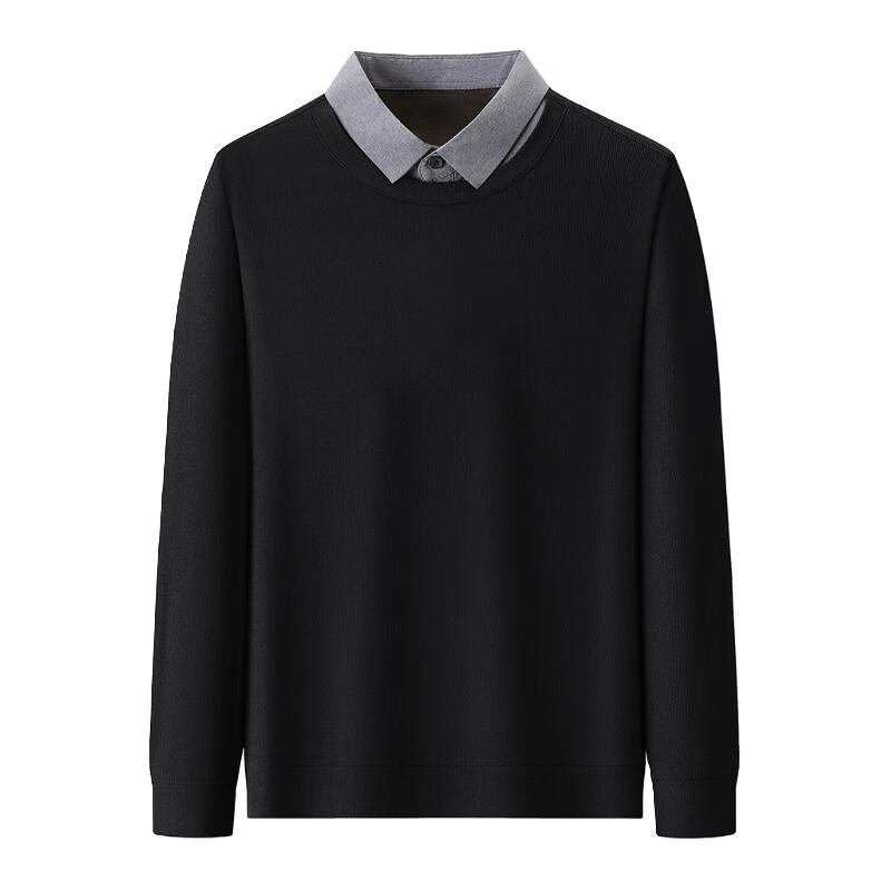 杉杉 假两件男士长袖T恤 弹力内搭上衣 98元