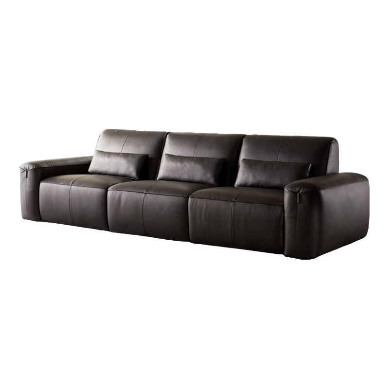 乐至宝 皮艺沙发客厅0靠墙电动居电动功能大黑牛黑骑士676 云母黑-大3人双