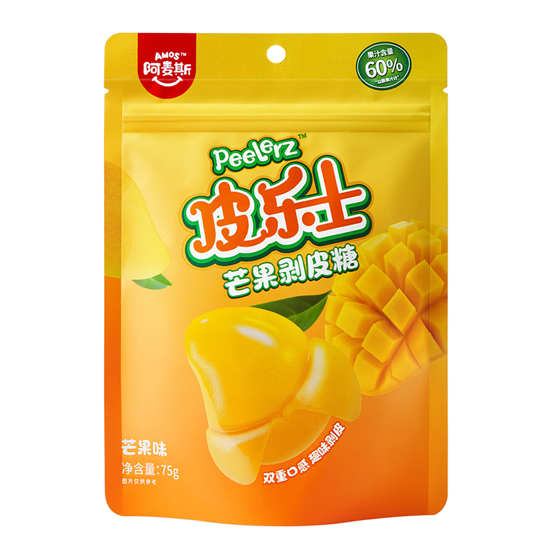 amos 阿麦斯 剥皮芒果水果软糖75g/袋 5.5元