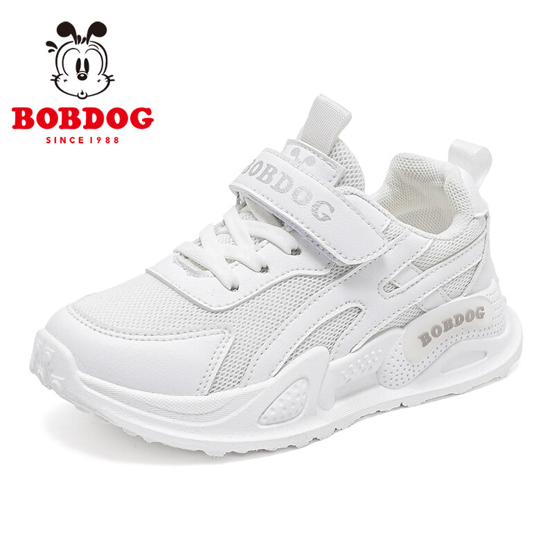 BoBDoG 巴布豆 童鞋小白鞋女童休闲鞋春秋款软底儿童运动鞋 102533068 白色29 83.