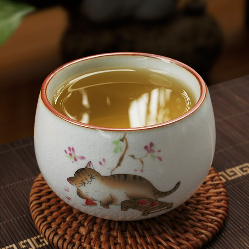 真迹 家用喝茶杯茶盏 懒猫主人杯 29元（需用券）