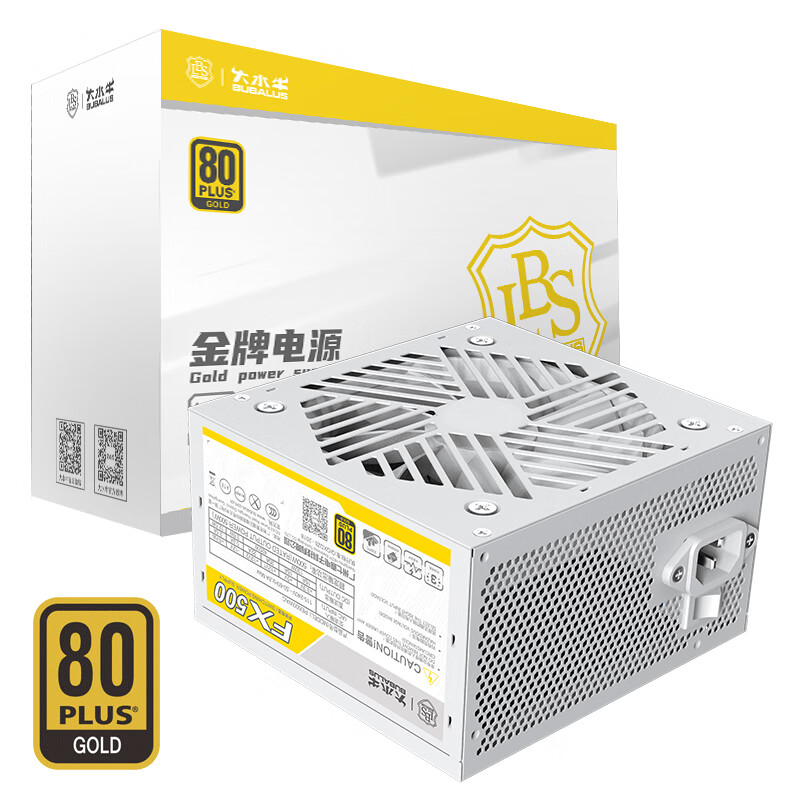 BUBALUS 大水牛 额定500W FX500白色台式电脑电源（80PLUS金牌认证/宽幅/扁平线材/
