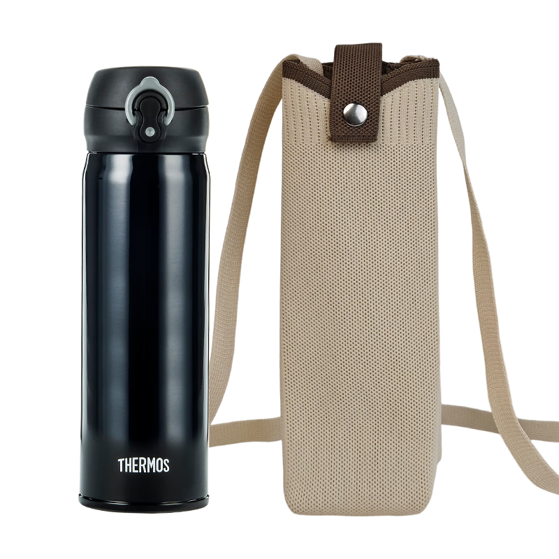 THERMOS 膳魔师 不锈钢保温杯男女士大容量水杯车载杯子礼盒 JNL亮黑色附杯袋